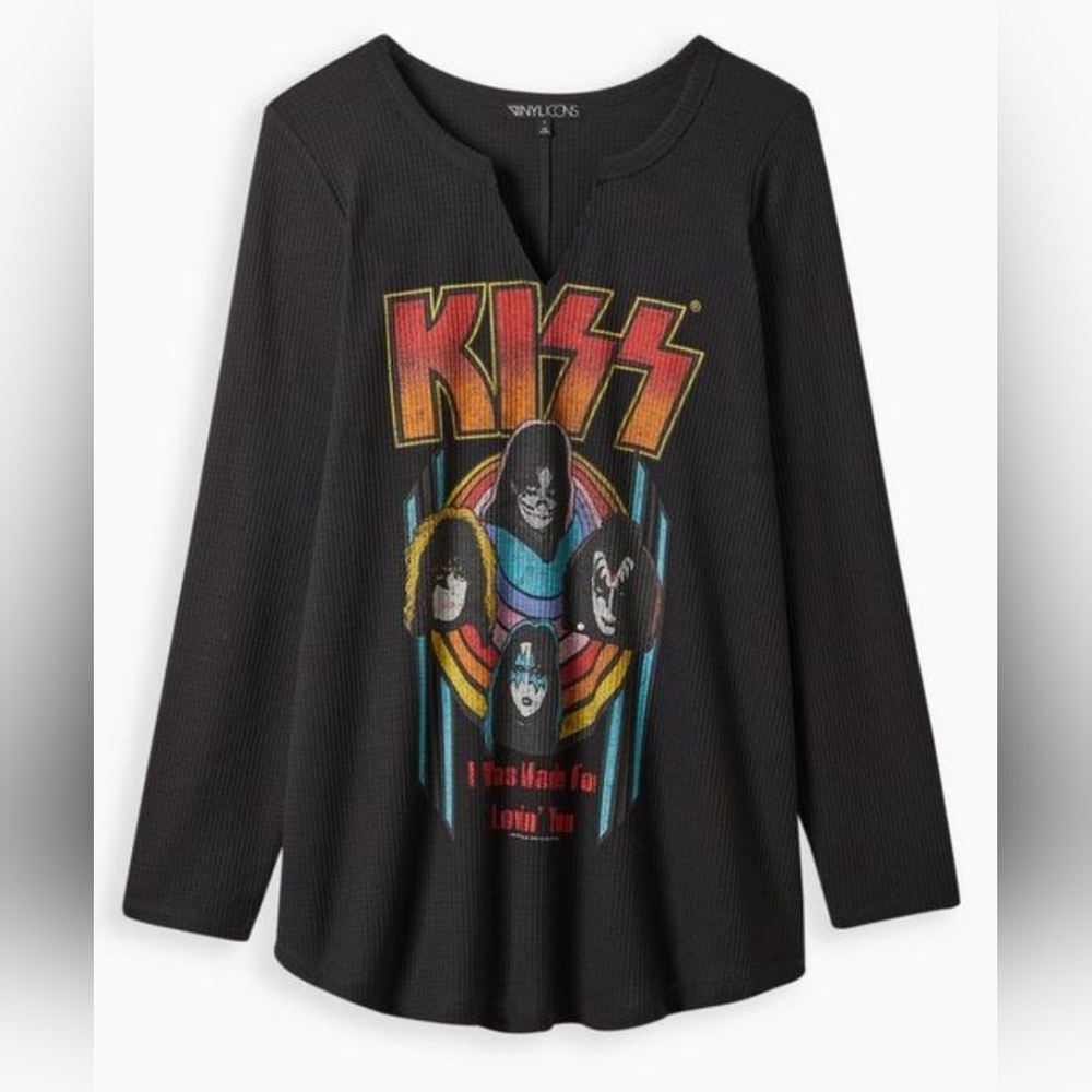 TORRID Kiss Waffle Knit Graphic Top Size 4